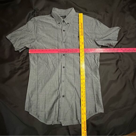Brixton Charcoal Gray Button-Up Short Sleeve Cotton Shirt Size Medium - Picture 5 of 8